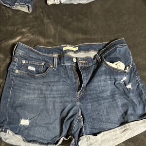 Levi's Blue Distressed Jean Shorts